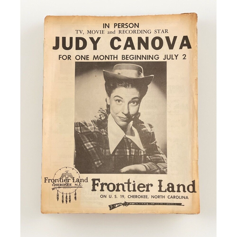 Frontier Land, Cherokee North Carolina Event Flier - Judy Canova